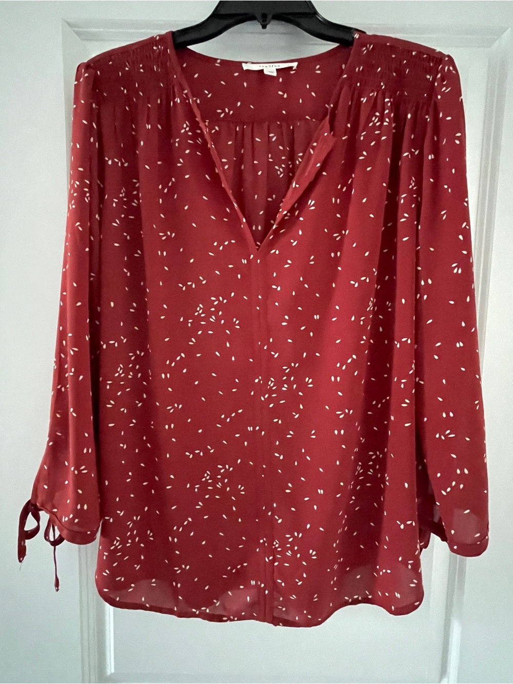 Monday Fun Women’s Tie-Sleeve Blouse, Burnt Orange, XL - Picture 2 of 5